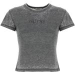Camisetas negras de algodón de algodón  rebajadas Guess talla L para mujer 