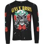 Camisetas estampada negras de algodón Guns N Roses manga larga con cuello redondo para hombre 
