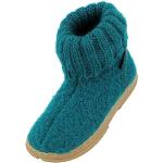 HAFLINGER Fidelius Toni - Zapatos de cabaña infantiles de lana con suela de goma y cuello, Petrol 16, 24 EU