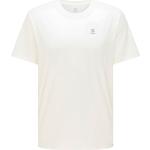 Camisetas deportivas orgánicas blancas de algodón rebajadas tallas grandes manga corta con logo Haglöfs talla XXL de materiales sostenibles para hombre 