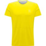 Camisetas térmicas amarillas de poliester rebajadas tallas grandes manga corta con cuello redondo con logo Haglöfs talla XXL para hombre 