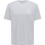 Camisetas deportivas grises de poliester rebajadas manga corta con cuello redondo impermeables Haglöfs talla S de materiales sostenibles para hombre 