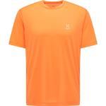 Camisetas deportivas naranja de poliester rebajadas manga corta con cuello redondo impermeables Haglöfs talla S de materiales sostenibles para hombre 
