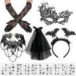 Máscaras negras de encaje venecianas  góticas de encaje para mujer 