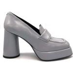 Zapatos grises de cuero con plataforma rebajados con tacón más de 9cm HALMANERA talla 36 para mujer 