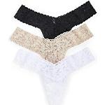 Hanky Panky Women's Signature Lace Low Rise Thong 3-Pack Black/Chai/White Thongs One Size