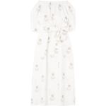 Vestidos blancos de lino de lino manga corta floreados Talla Única para mujer 