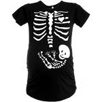 HAPPY MAMA Para Mujer Camiseta premamá con Estampado de Esqueleto. 085p (Negro, 40-42, XL)