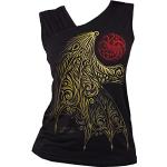 Camisetas fruncidas negras de viscosa Juego de Tronos House Targaryen góticas Spiral talla XL para mujer 