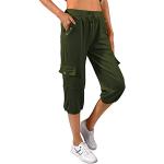 Pantalones verdes de poliester de chándal rebajados de verano transpirables informales talla L para mujer 