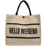HELLO WEEKEND - Bolso de mano de lino para mujer, bolso de hombro para mujer, bolso de viaje diario portátil de la compra, Khaki