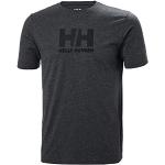 Camisetas deportivas negras de algodón rebajadas manga corta informales con logo Helly Hansen Ebony talla L para hombre 