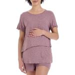 Pijamas cortos rosas de viscosa de verano talla XL para mujer 