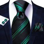 Corbatas verdes de seda de seda formales con rayas talla XL para hombre 
