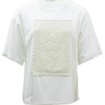 Camisetas blancas de manga corta manga corta con cuello redondo HIGH con crochet talla XS para mujer 