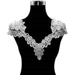paño de ramillete para costura Hinleise Cuello de encaje bordado aplique hueco – 3D floral bordado escote manualidades vestido de novia 