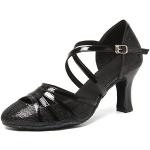 Zapatillas antideslizantes negras de goma con tacón de 7 a 9cm Hipposeus con lentejuelas talla 38,5 para mujer 