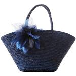 Bolsas azules de paja de playa para navidad para mujer 