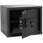 hjh OFFICE 830037 Caja Fuerte de Seguridad electrónica Safe Compact 27 L, Acero, con Teclado y Cerradura para Llave, 30x38x30cm, Negro