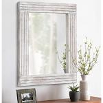 AAZZKANG Espejos decorativos para pared de 26 x 18 pulgadas, espejo rústico  grande rectangular colgante con marco de madera, decoración artística para