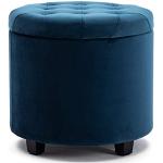 Pufs sillón azul marino de terciopelo con patas acolchados 45 cm de diámetro 