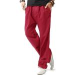 Pantalones rojos fluorescentes de algodón de lino de verano tallas grandes Hoerev talla XXL para hombre 