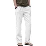 Pantalones blancos de algodón de lino de verano tallas grandes Hoerev talla 3XL para hombre 