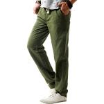 Pantalones verdes de algodón de lino de verano tallas grandes Hoerev talla XXL para hombre 