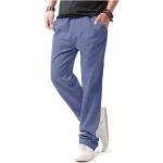 Pantalones azules celeste de algodón de lino de verano tallas grandes Hoerev talla 3XL para hombre 