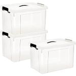 Navaris Cajas de plástico apilables - Set de 4X Caja de almacenaje