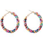 Pendientes multicolor de perlas de aro bohemios para mujer 
