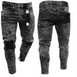 Jeans stretch negros de algodón tallas grandes informales desgastado rotos talla 3XL 