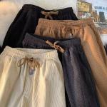 Pantalones grises de poliester de pana transpirables informales para mujer 