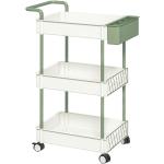 Homcom - carrito de almacenamiento de 3 niveles carrito de cocina con asa y caja extraíble para salón comedor oficina baño 50x29,4x77 cm blanco