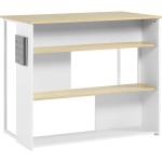 Homcom - isla de cocina moderna mueble auxiliar de cocina con 3 estantes abiertos portacuchillos soporte para microondas y marco de acero 105x65x90 cm