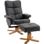 Homcom Sillón de sillón con Taburete Camilla Función Estructura de Madera Negro 80 x 86 x 99 cm