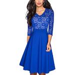 Vestidos azules de encaje de cóctel con escote V vintage de encaje talla L para mujer 