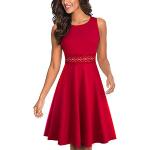 Vestidos rojos de cóctel sin mangas con cuello redondo floreados talla XL para mujer 