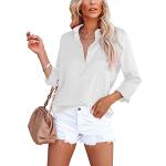 Blusas blancas de poliester de manga larga de verano tallas grandes manga larga con escote V oficinas talla XXL para mujer 