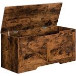 Bancos marrones de madera con cajón con cajones rústico 