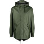 Abrigos verde militar de poliester con capucha  manga larga impermeables Rains para mujer 