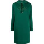 Vestidos rectos verdes de algodón manga larga con logo Tommy Hilfiger Sport para mujer 