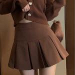 HOUZHOU-Falda corta plisada negra para mujer, minifalda Coreana de cintura  alta, Sexy, informal, combina con