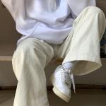 Pantalones blancos de poliester de pana de otoño vintage talla XXL para mujer 