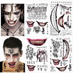 HOWAF 82 piezas SuicidePelícula Tatuaje Joker Tattoos Halloween tatuajes temporales hombres Mujeres Carnaval Halloween Cosplay, Idea de Regalo