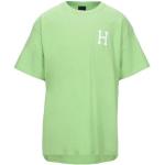 Camisetas verdes de algodón de manga corta manga corta con cuello redondo con logo Huf talla XL para hombre 