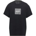Camisetas negras de algodón de manga corta manga corta con cuello redondo con logo Huf talla XL para hombre 