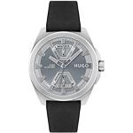 Relojes grises de acero inoxidable de pulsera con multifunción con correa de piel militares HUGO BOSS BOSS 
