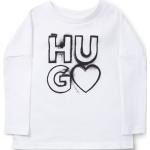 Camisetas blancas de algodón de manga larga infantiles con logo HUGO BOSS HUGO para niña 