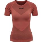 Camisetas rojas de nailon de compresión rebajadas manga corta Hummel First Seamless talla S para mujer 